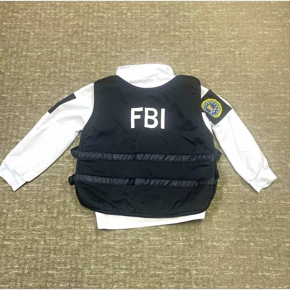Dress Up America Boys FBI Police Costume Shirt & Black Vest L 12-14 Halloween